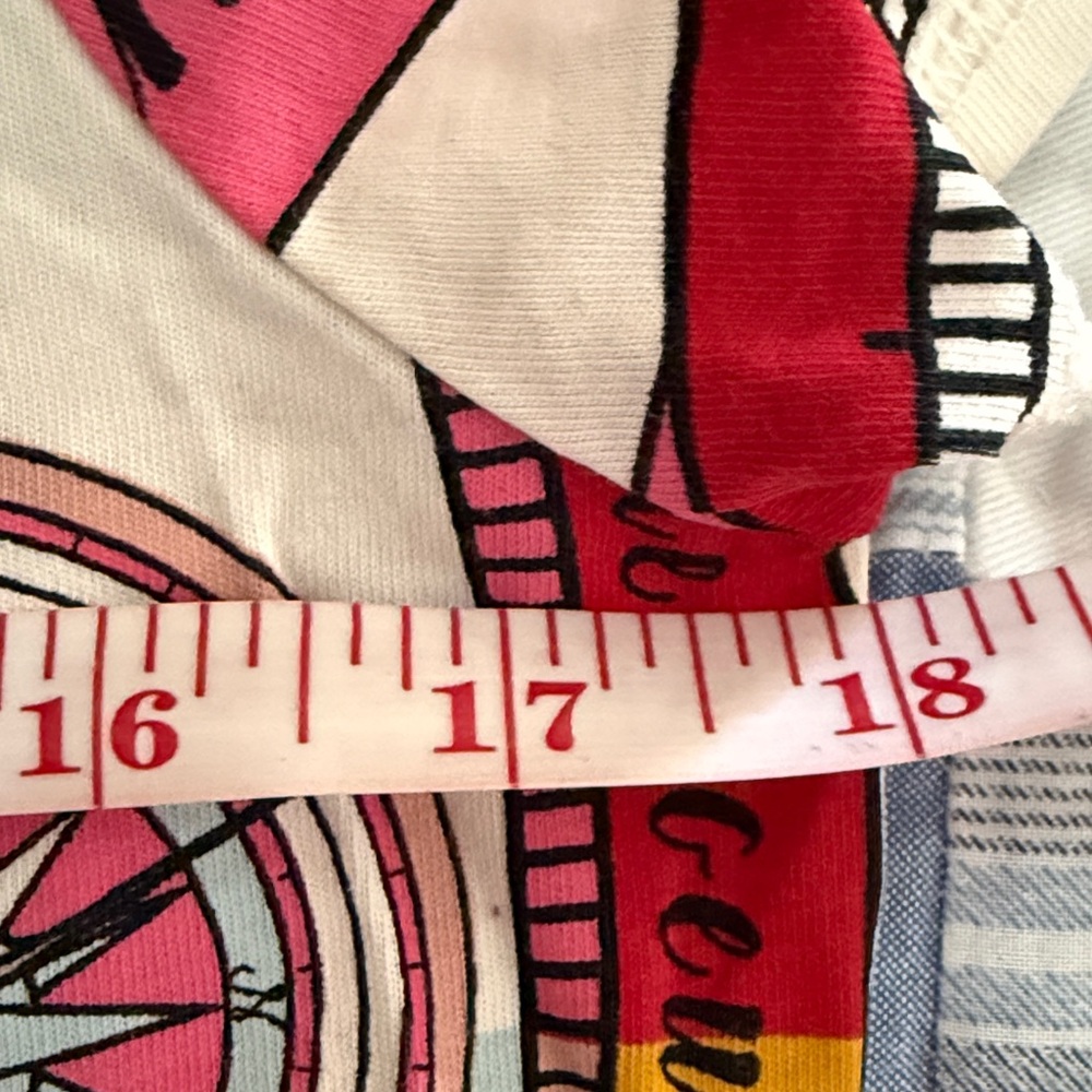 Tory Burch Compass Print T Shirt S Pinks Red 100 % cotton vguc - Picture 8 of 12